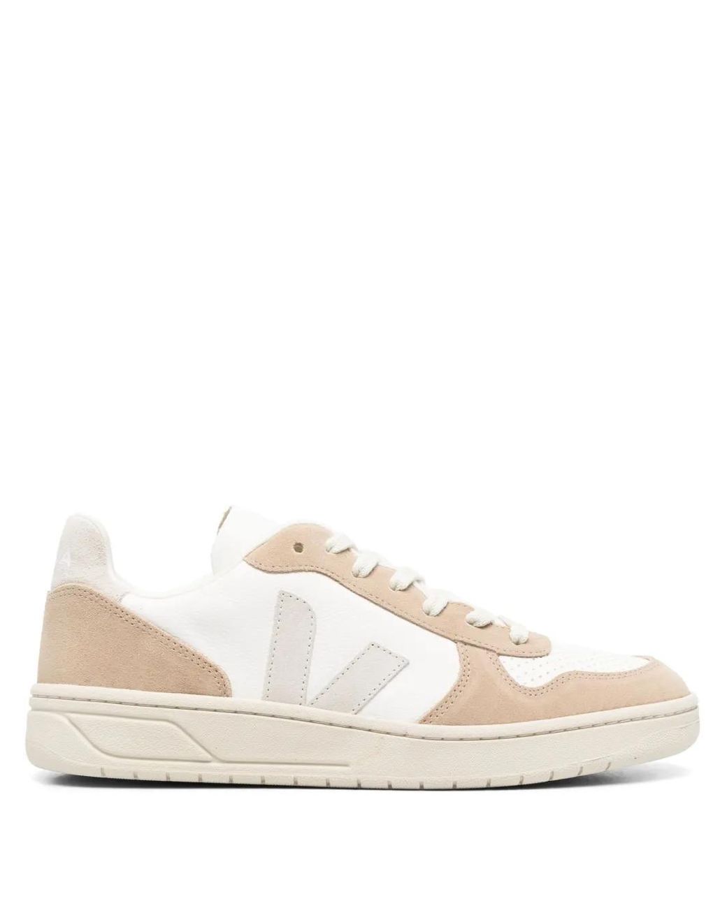 Veja White V-10 Two-tone Sneakers