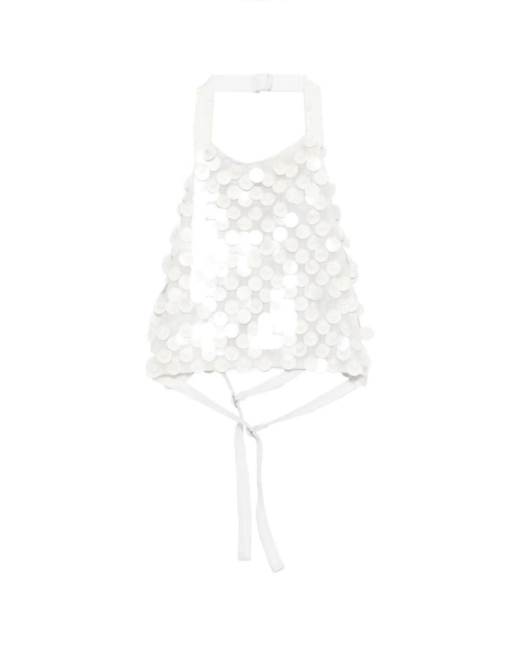 P.A.R.O.S.H. White Sequin-Appliqué Top
