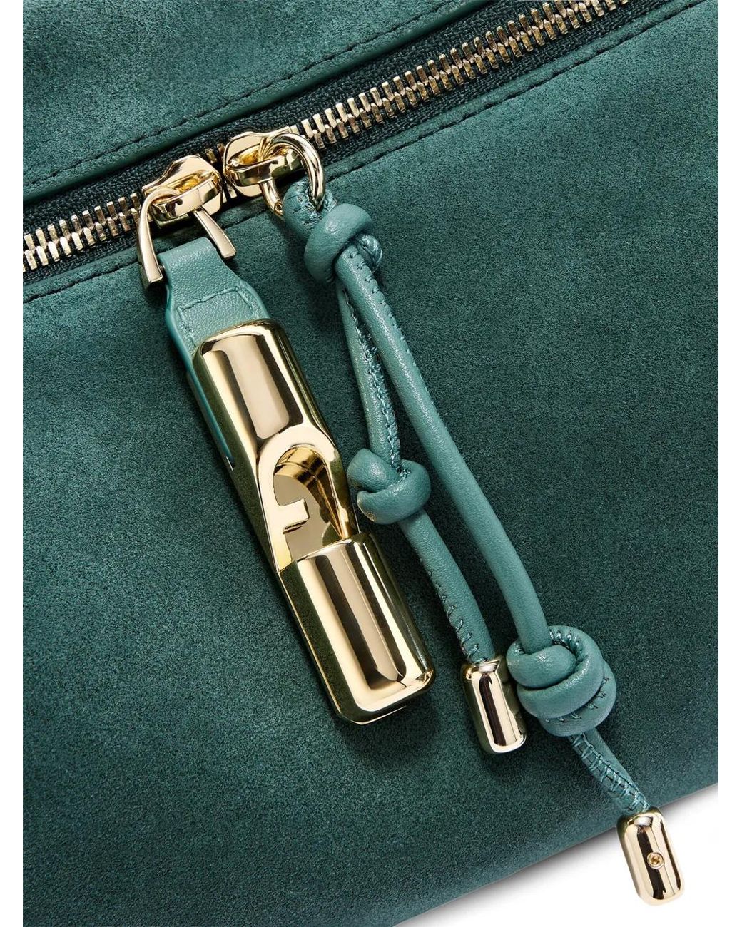 Furla Green Toni Suede Calf Leather Bag