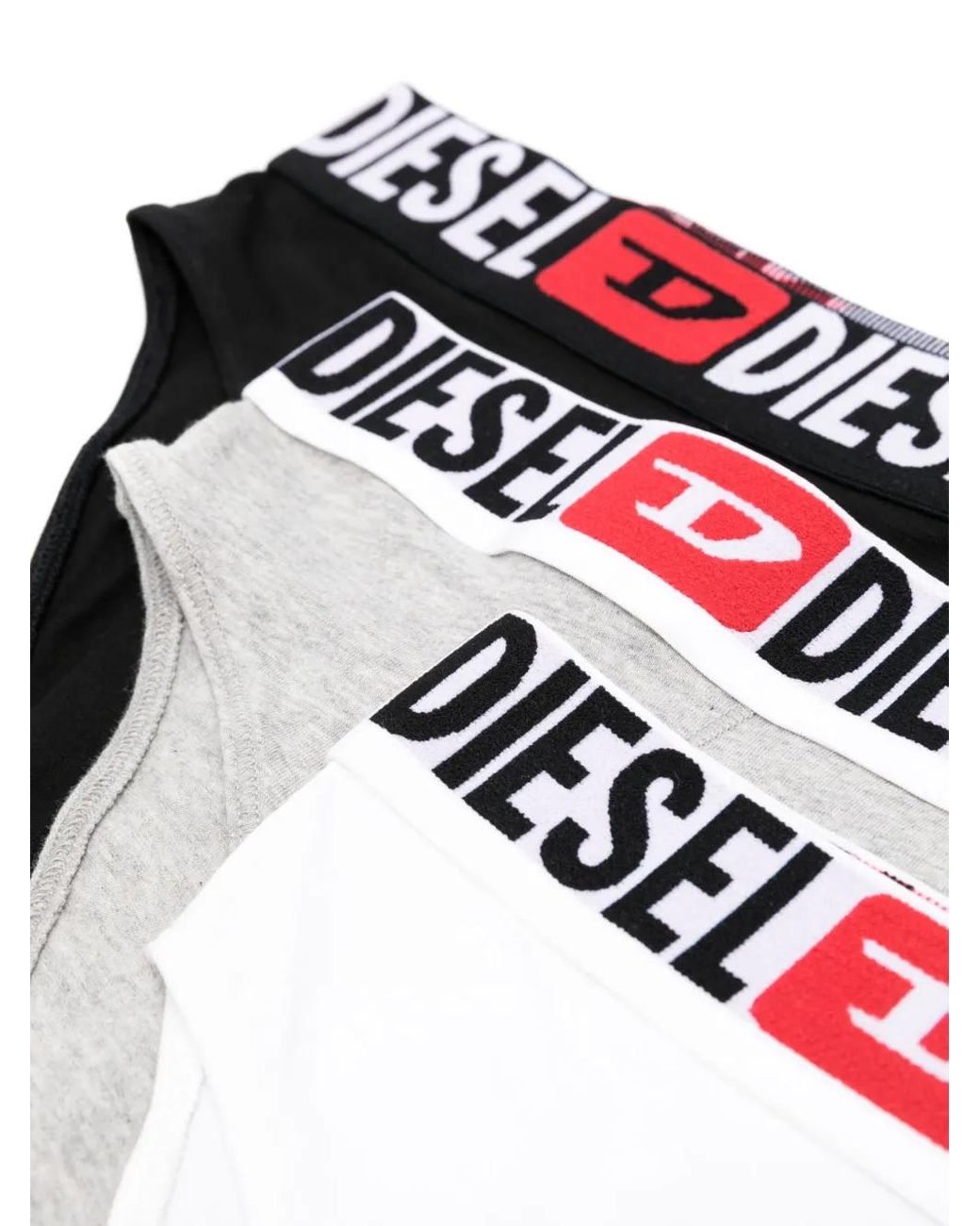 DIESEL White Logo-Waistband Briefs (Pack Of Three)