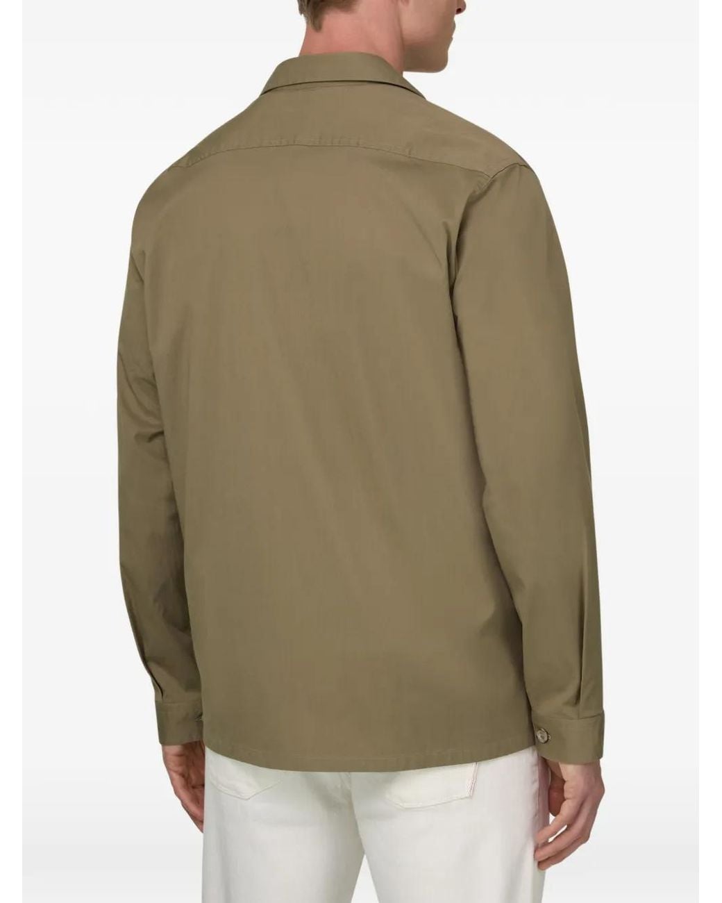 Boggi Green Cotton And Tencel Overshirt for men