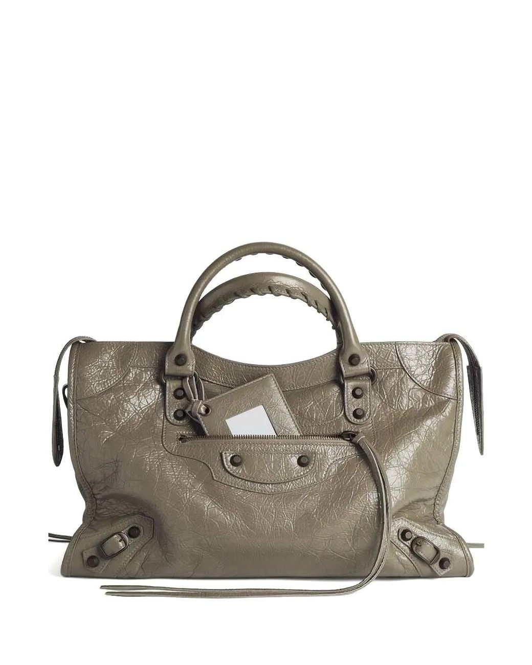 Balenciaga Metallic Medium Le City Cracked-Effect Tote Bag