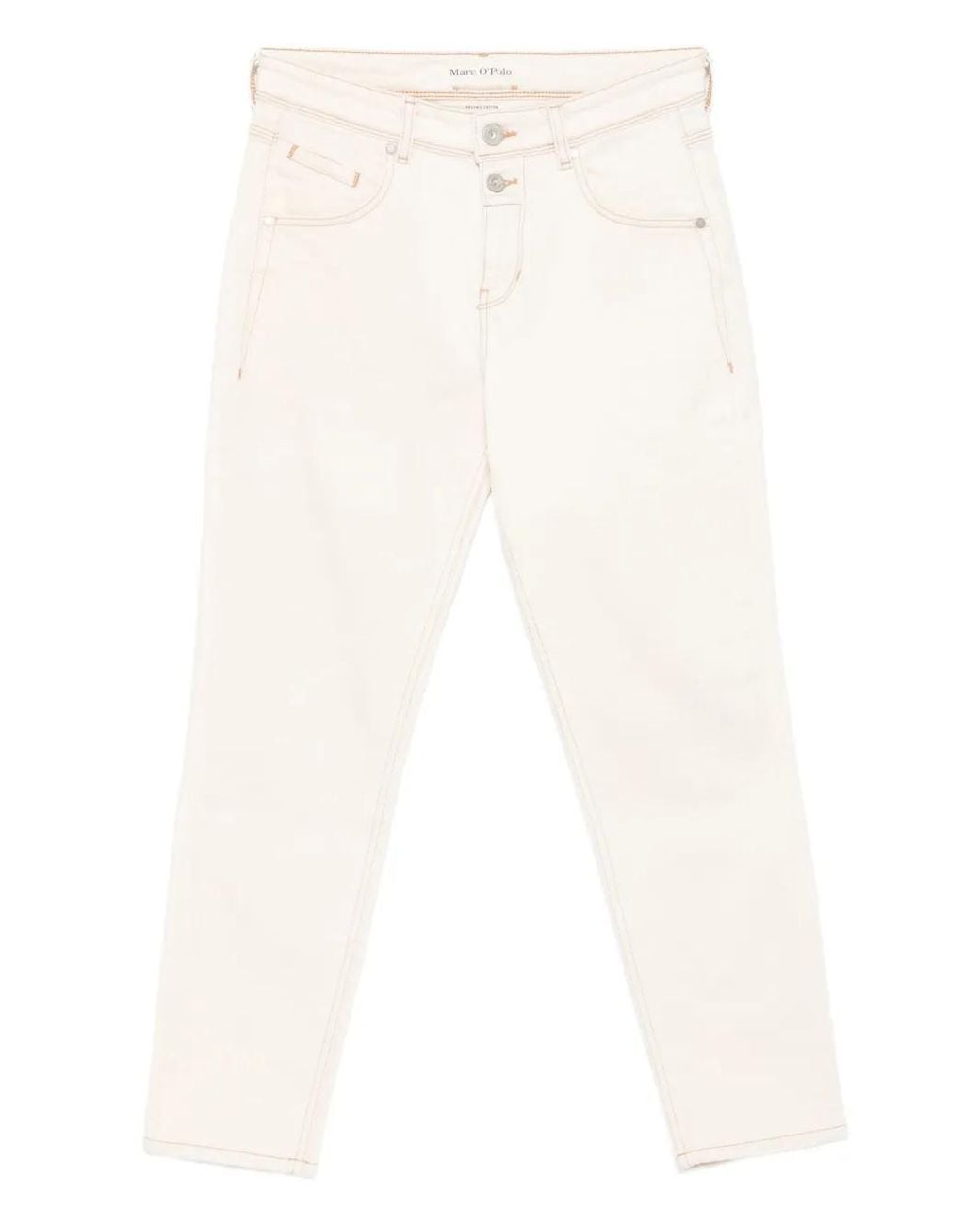 Marc O' Polo White Button-Detail Trousers