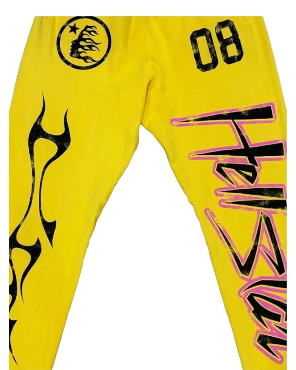 HELLSTAR Yellow Racer Logo-Print Track Pants for men