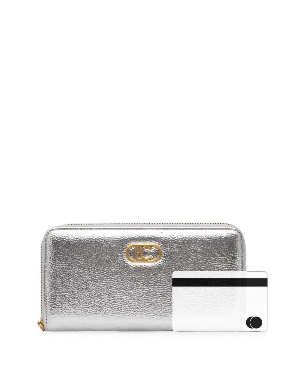 Lola Casademunt Gray Logo-Plaque Pebbled-Effect Wallet