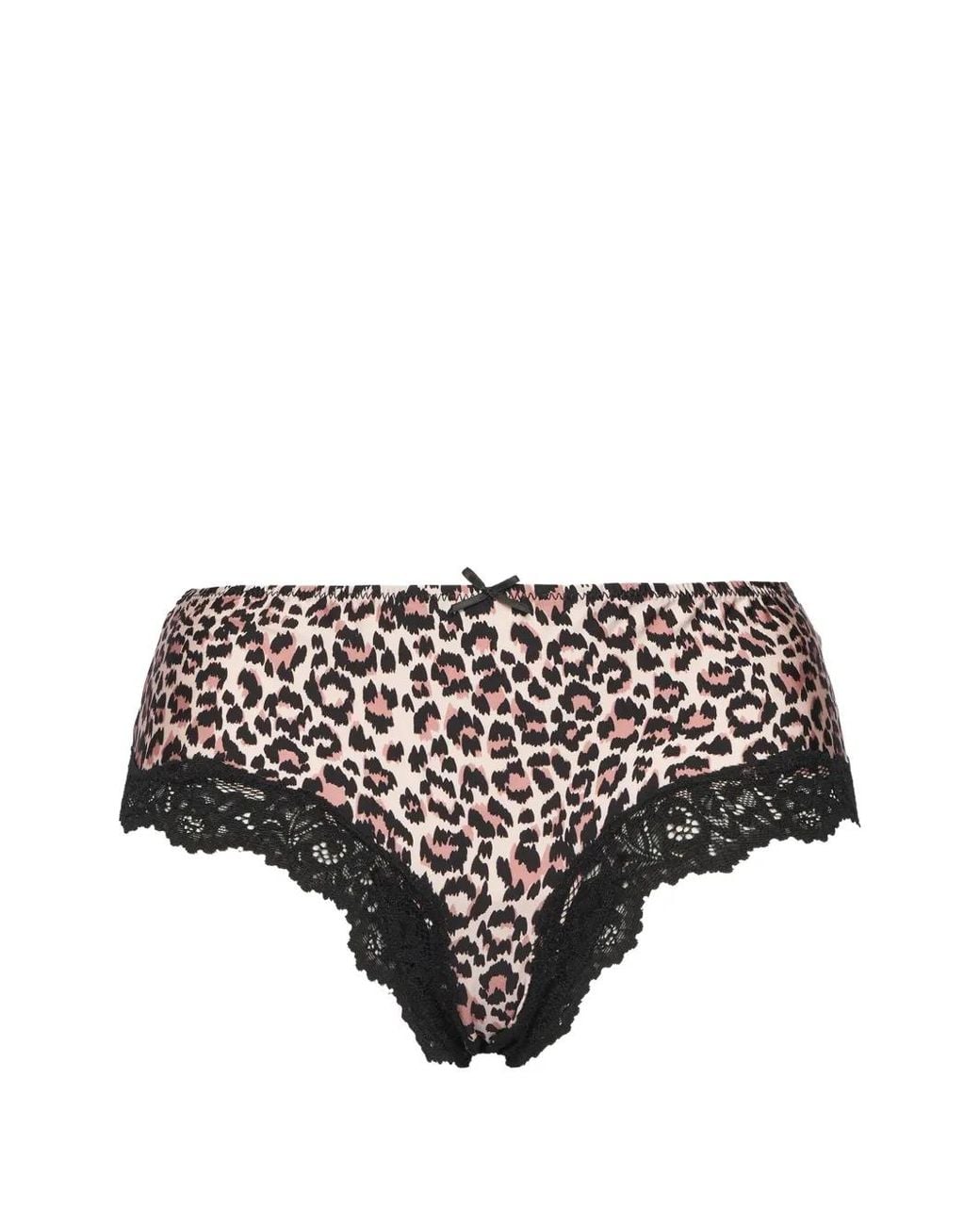Guess Pink Leopard-Print Lace-Trim Pajamas