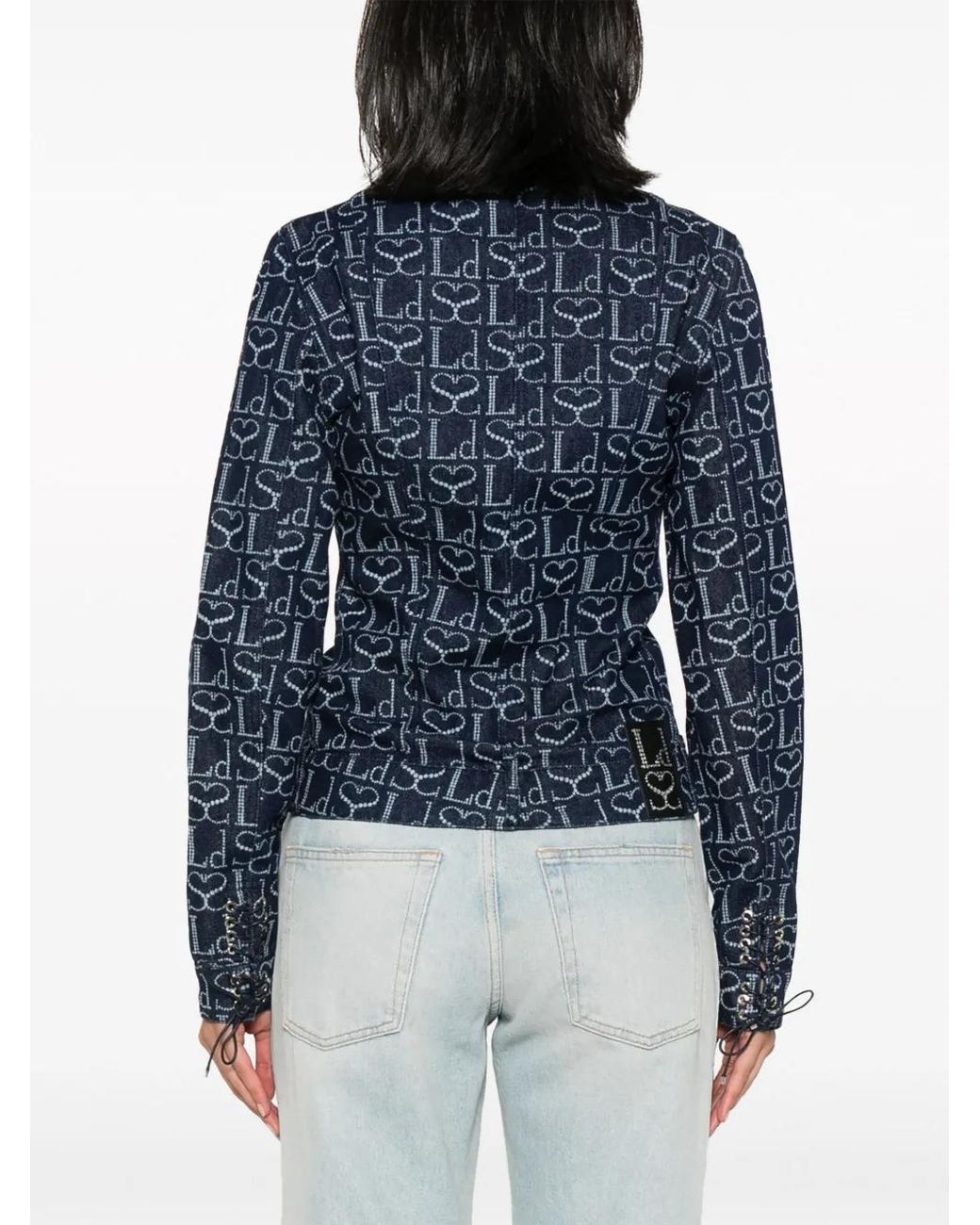 Ludovic de Saint Sernin Blue Monogram-Print Denim Jacket