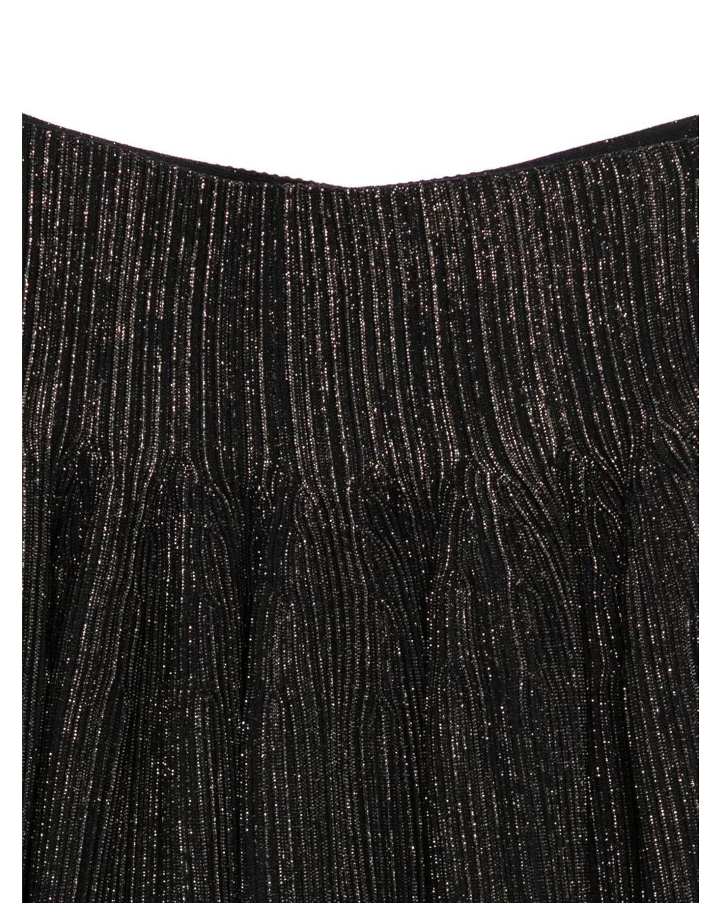 CFCL Black Pleated Metallic-Thread Skirt