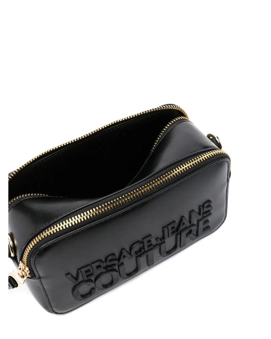 Versace Jeans Couture Black Logo-Lettering Crossbody Bag