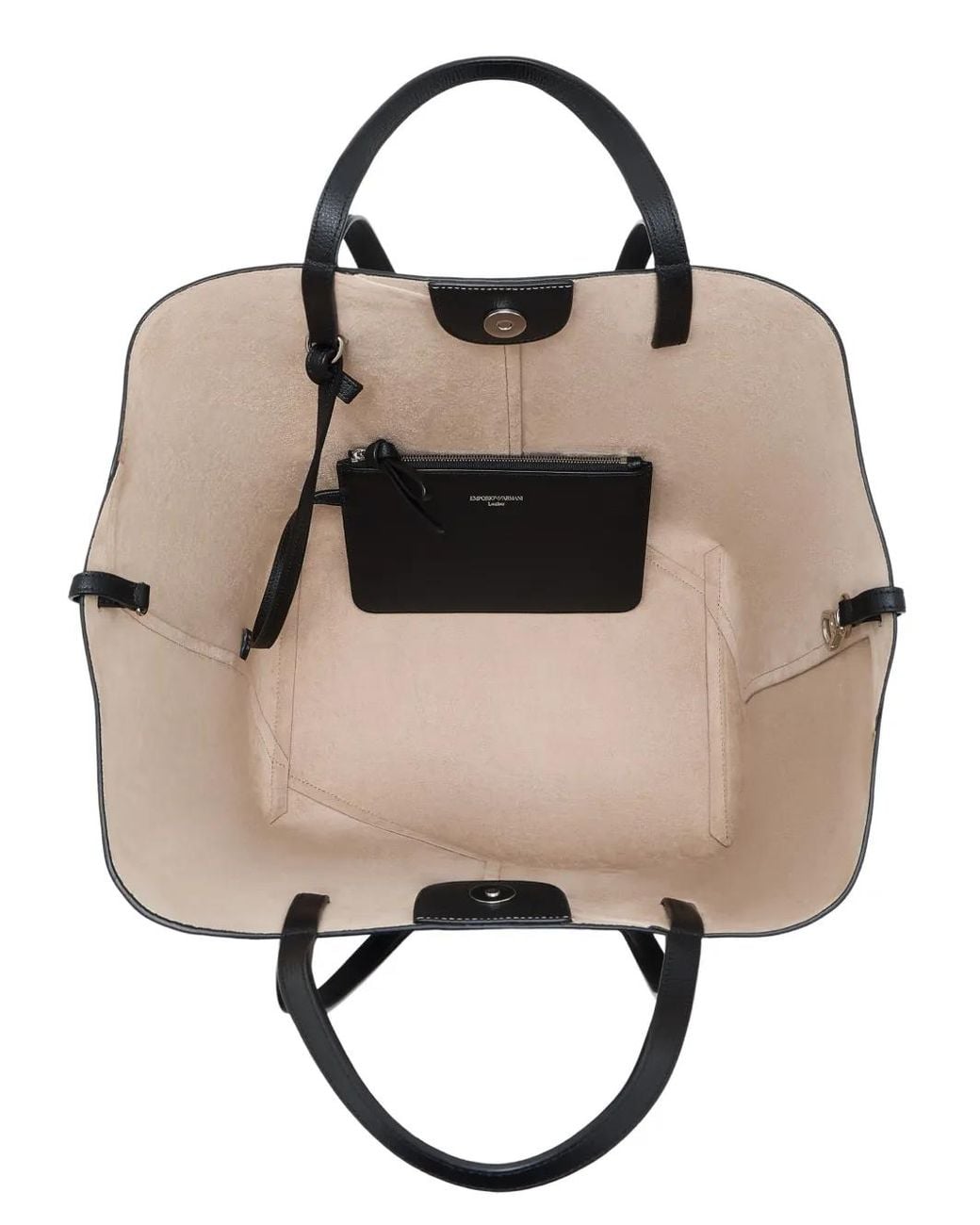 Emporio Armani Black 1981 Mini-Grained Finish Leather Shopper With Double Handles