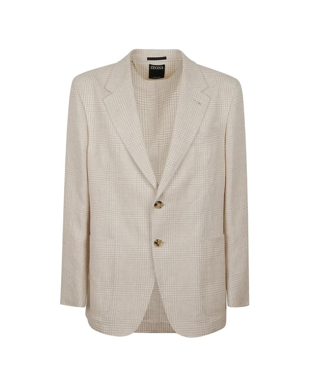 Zegna White Houndstooth-Pattern Blazer for men