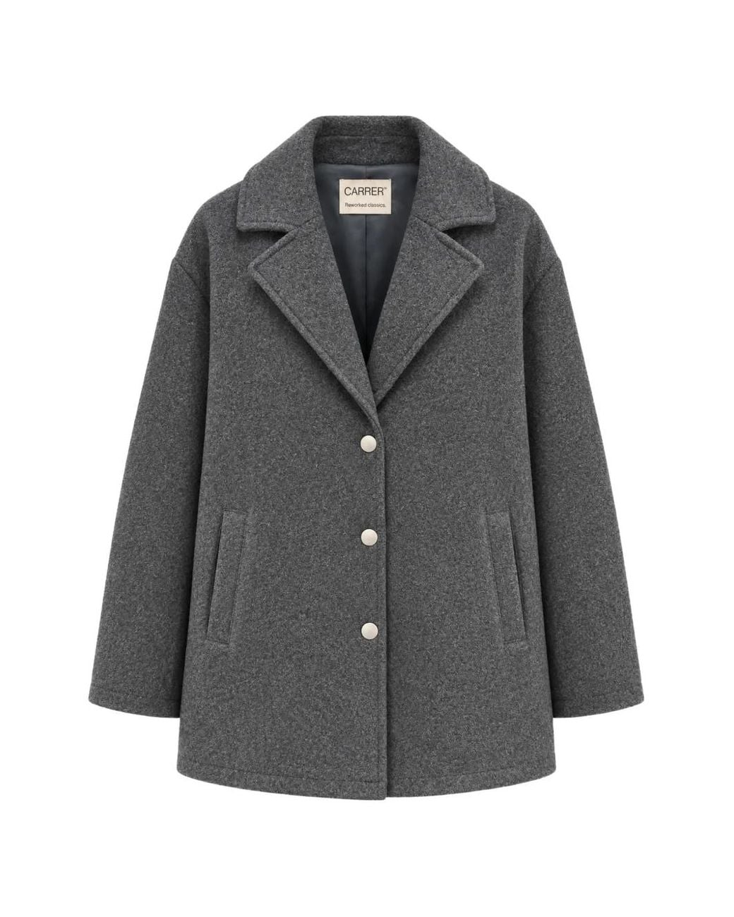 Carrera Gray Quay Single-Breasted Notch-Lapel Coat for men