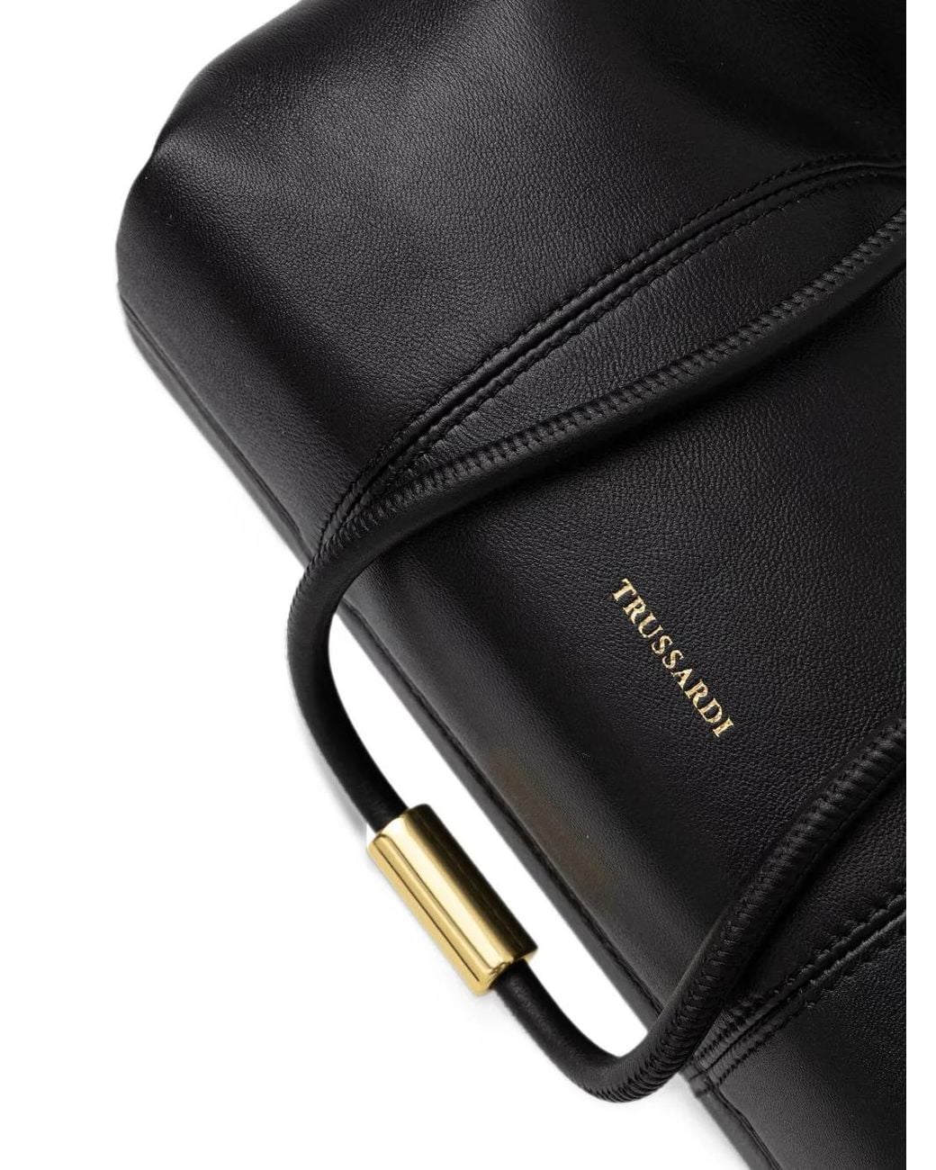 Trussardi Orbita Logo-Print Leather Tote Bag in Black | Lyst