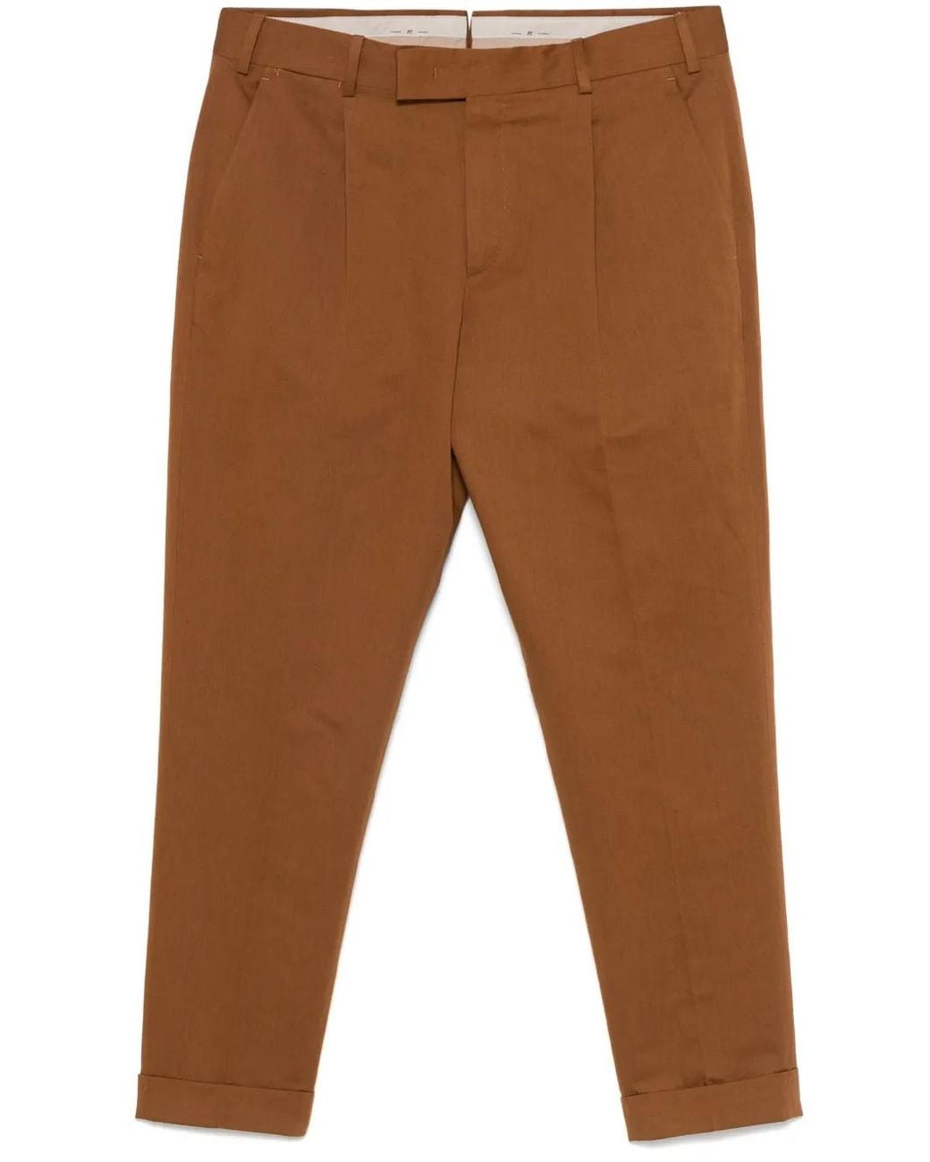 PT Torino Brown Tapered Trousers for men