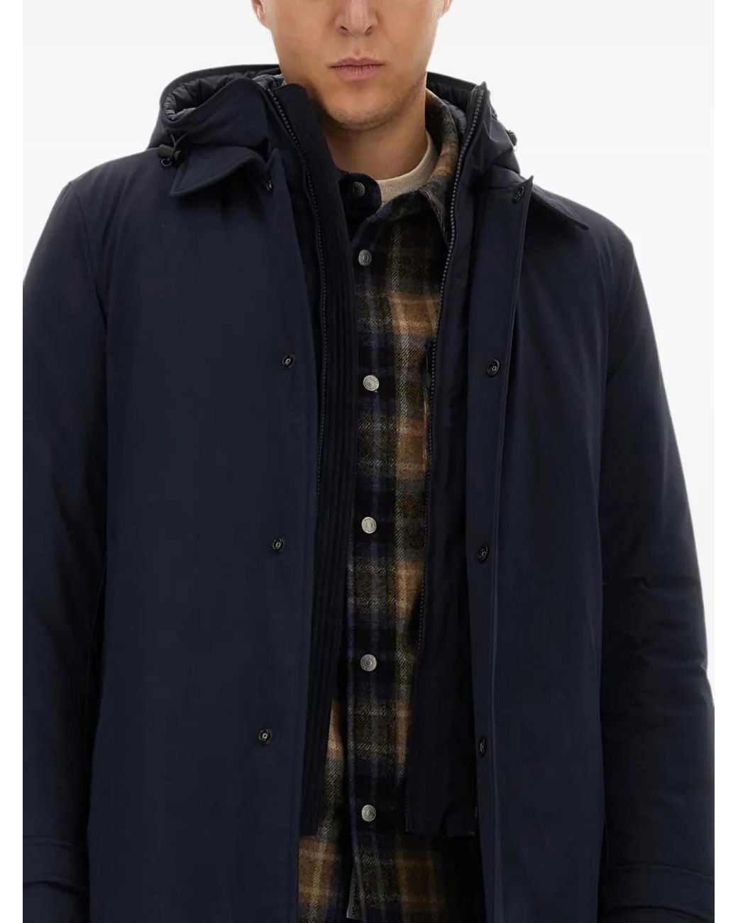 Woolrich Blue Hooded 2-In-1 Coat for men