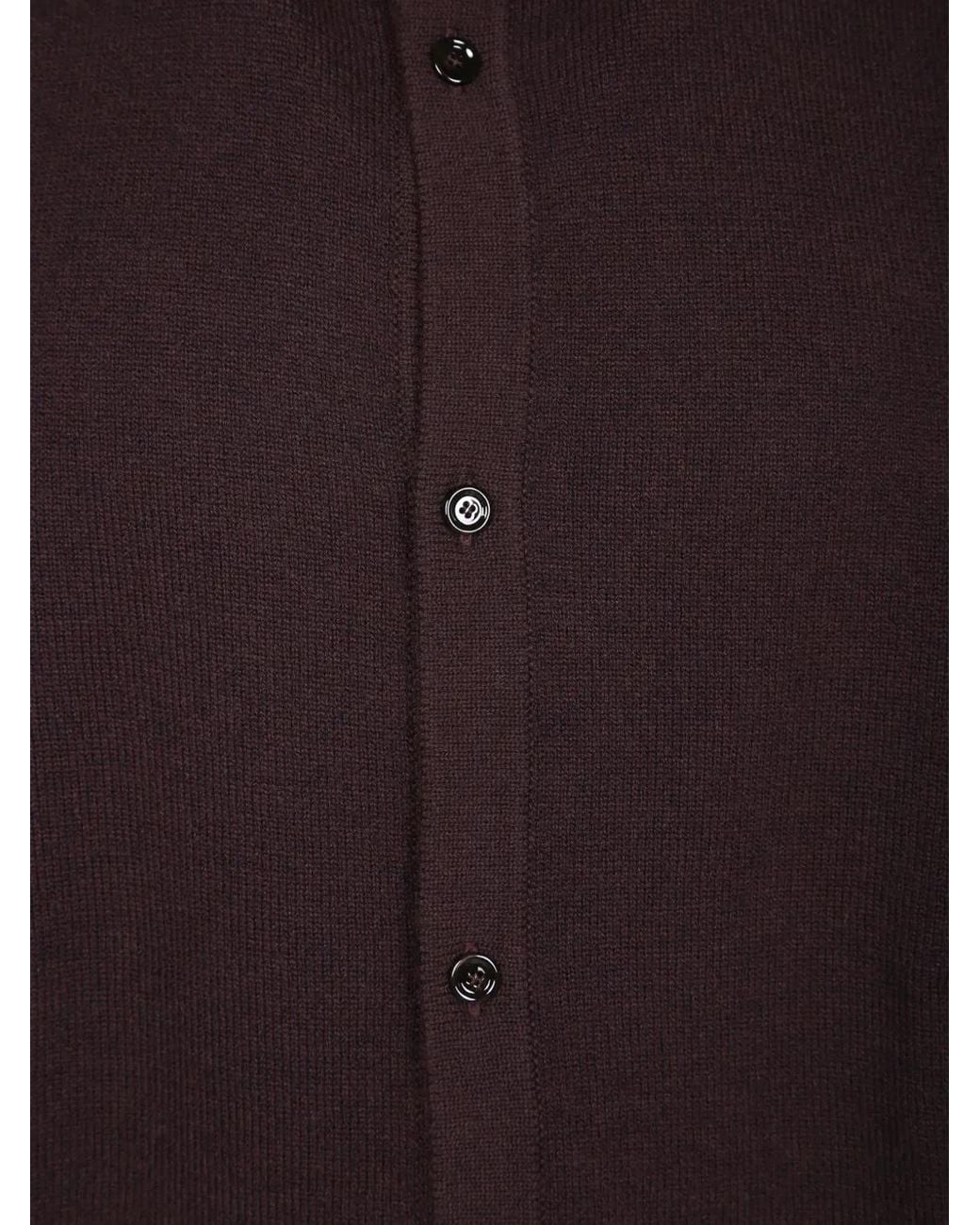 Lardini Brown Cardigan Boutonné À Col Polo for men