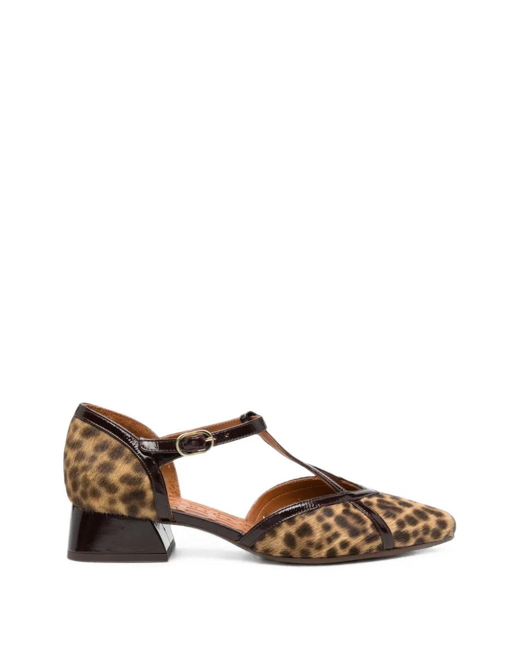 Chie Mihara Brown Hidrow Leopard-Print T-Bar Heeled Pumps