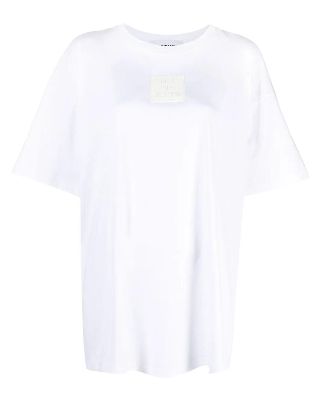 Moschino White Logo-Patch Organic Cotton T-Shirt