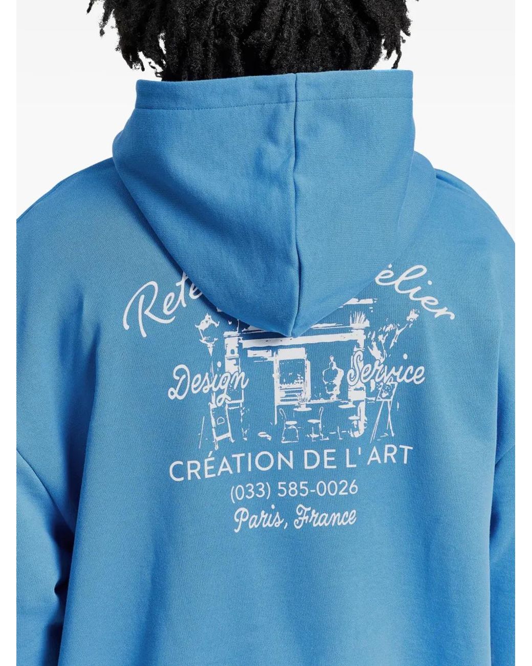 RETERNITY Blue Zip-Up Hoodie for men