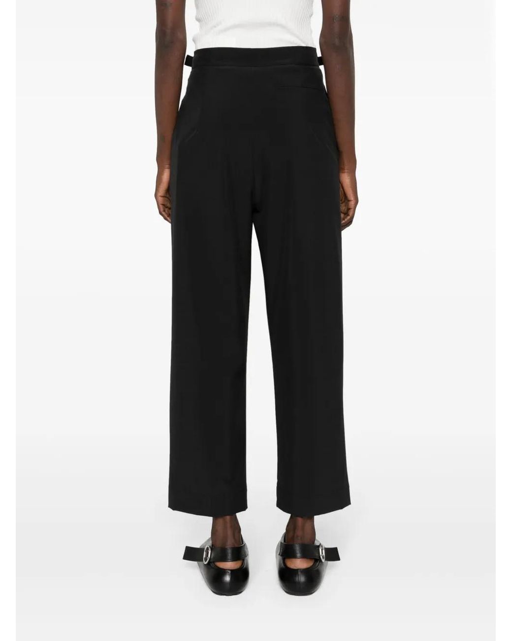 Herno Black Buckle-Detailed Straight Trousers