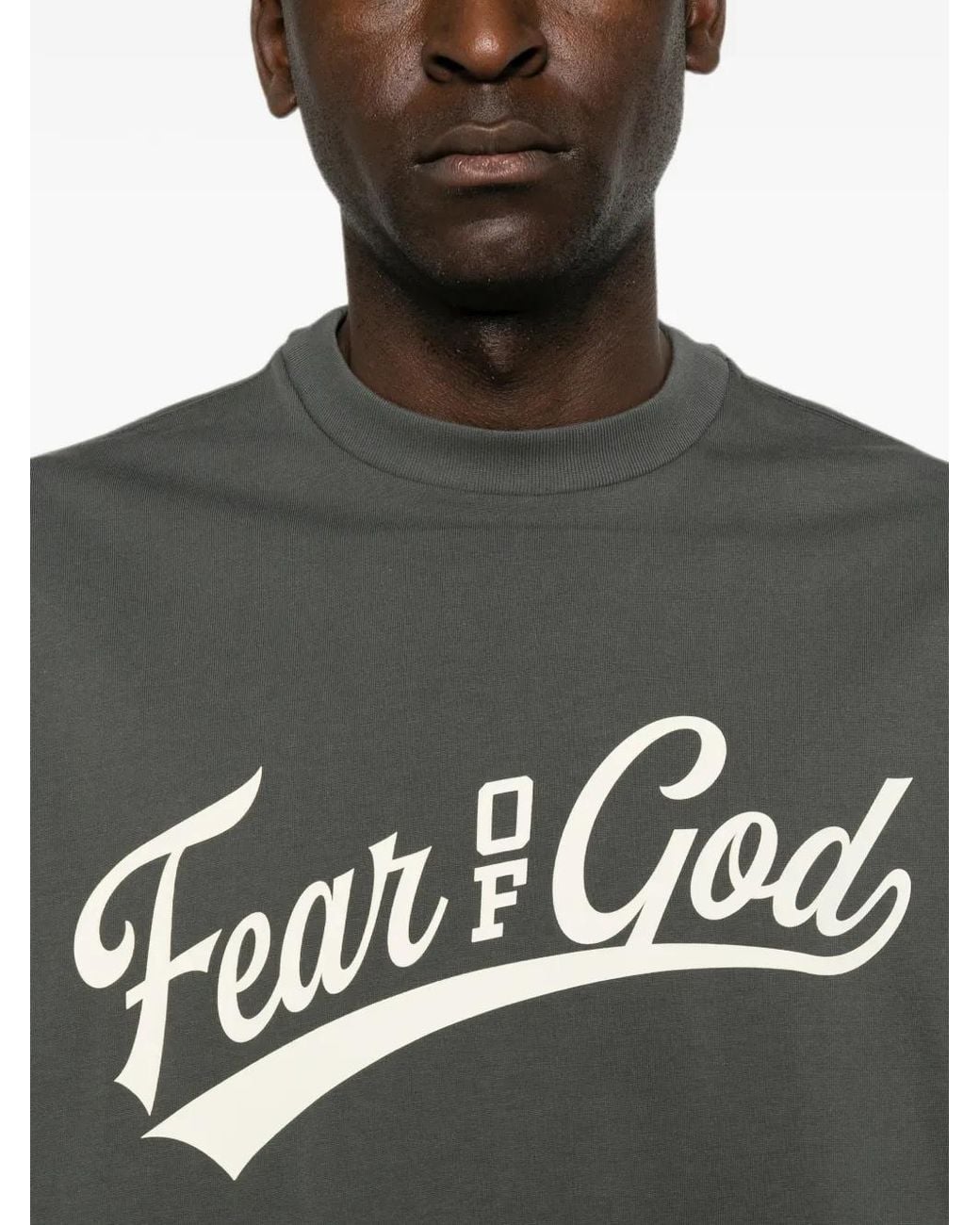 Fear Of God Black Merch Logo-Patch T-Shirt for men