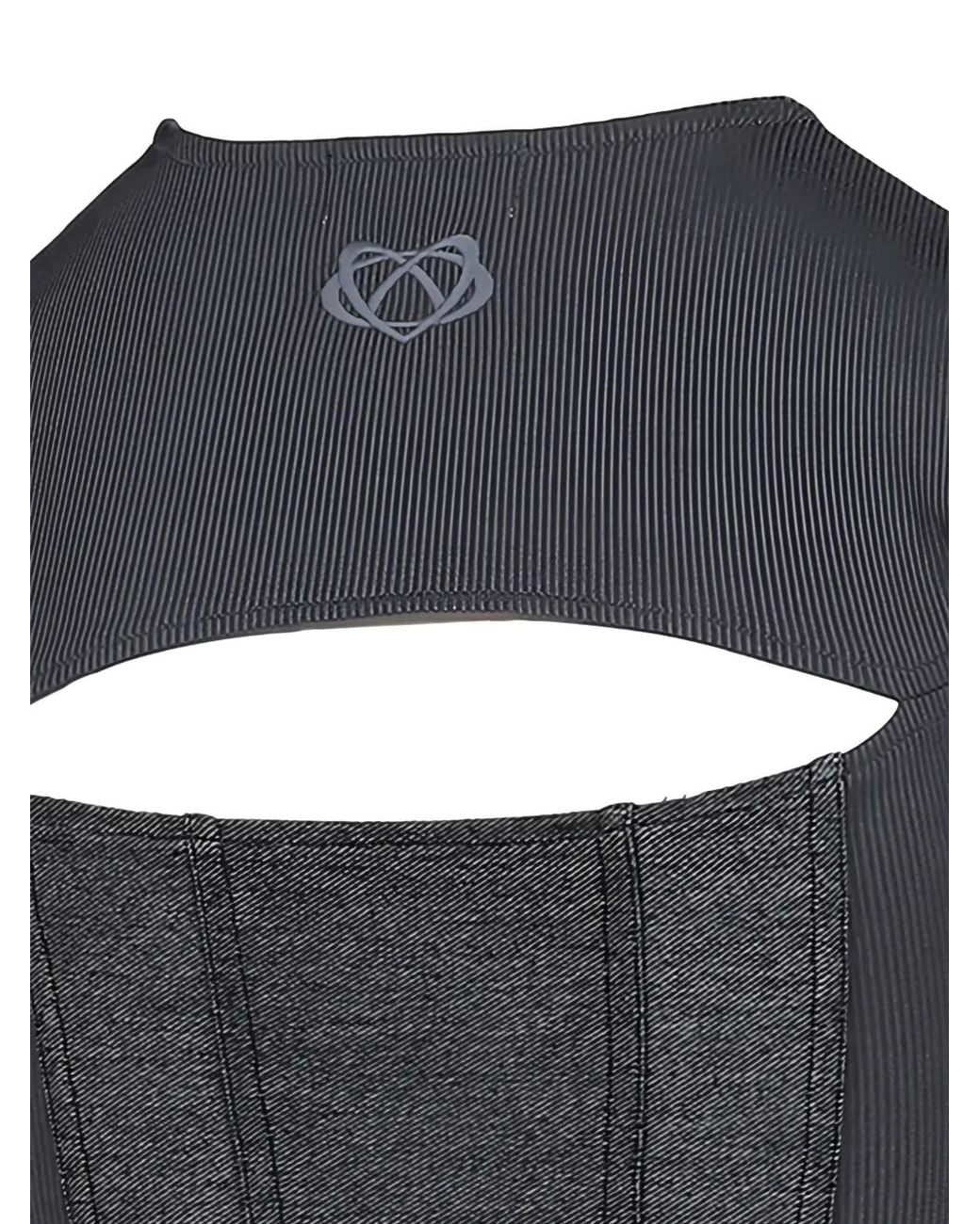 VIVAMUS Black Studded Panelled T-Shirt