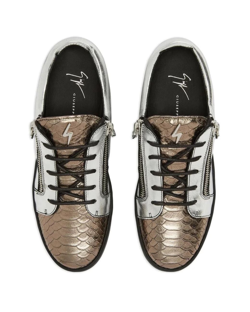 Giuseppe Zanotti Metallic Frankie Leather Zip-Detail Sneakers for men
