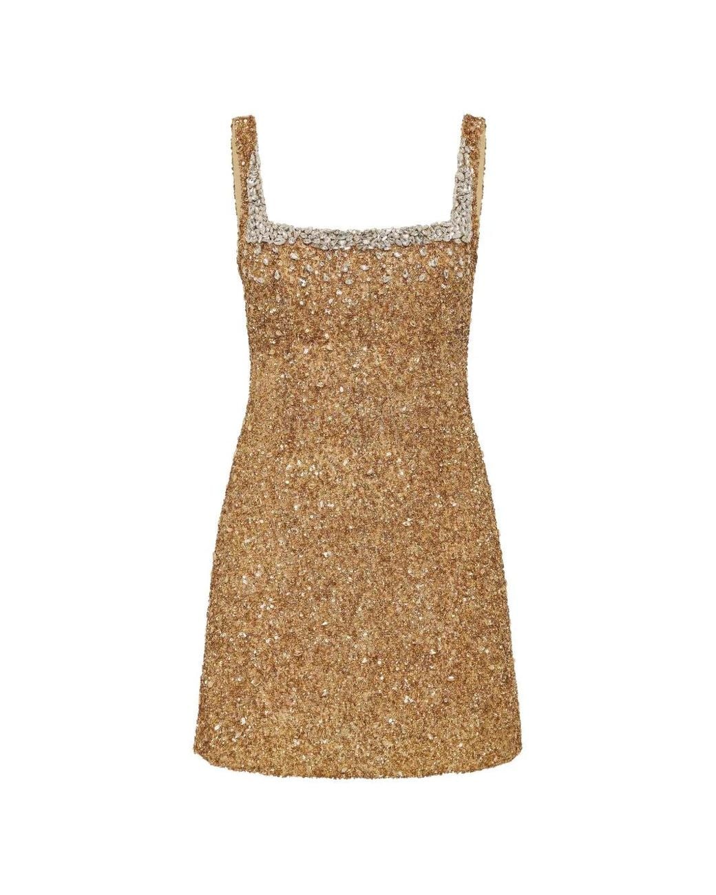 Rachel Gilbert Natural Kaity Crystal-Embellished Mini Dress
