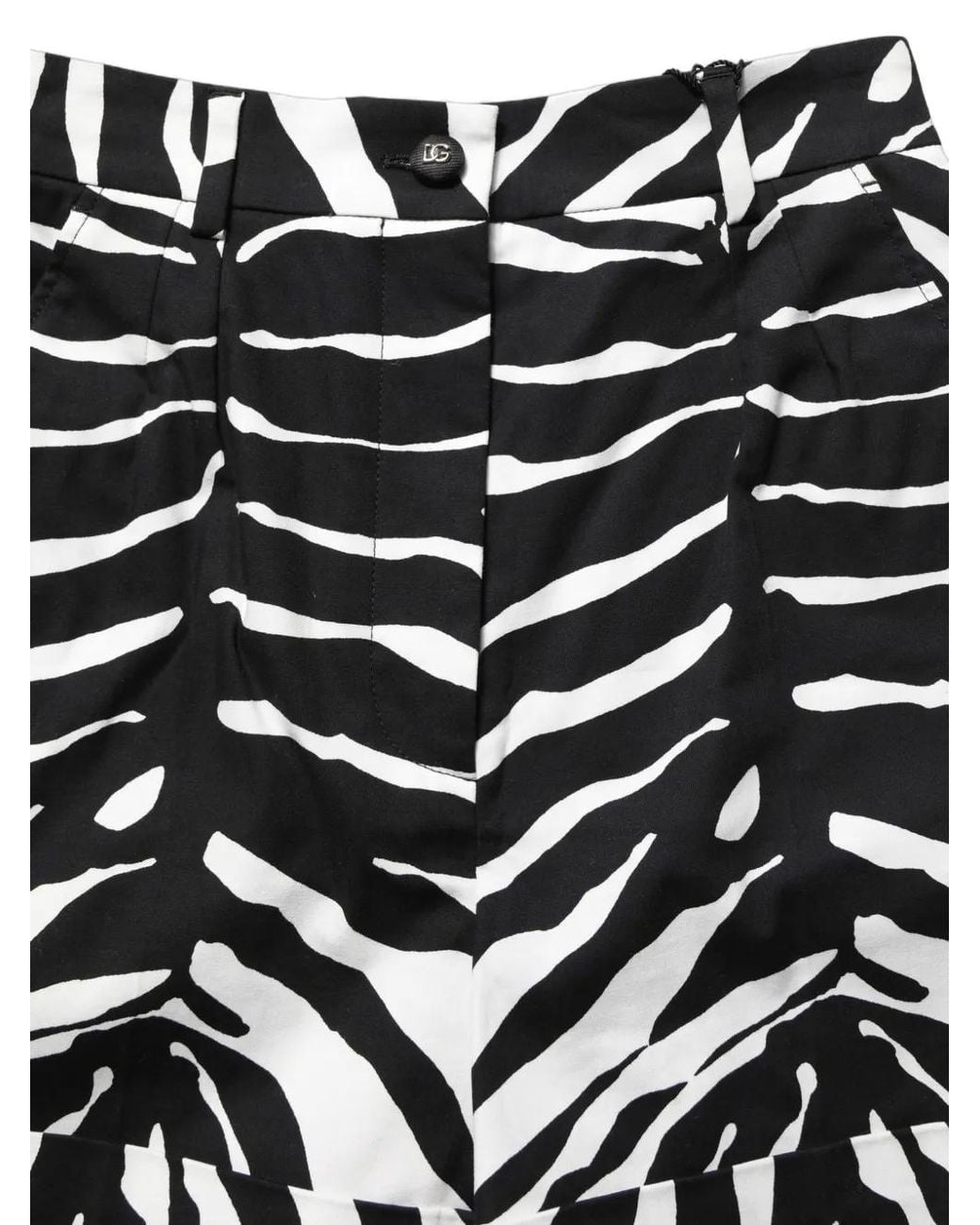 Dolce & Gabbana Black Zebra-Print Cotton Shorts
