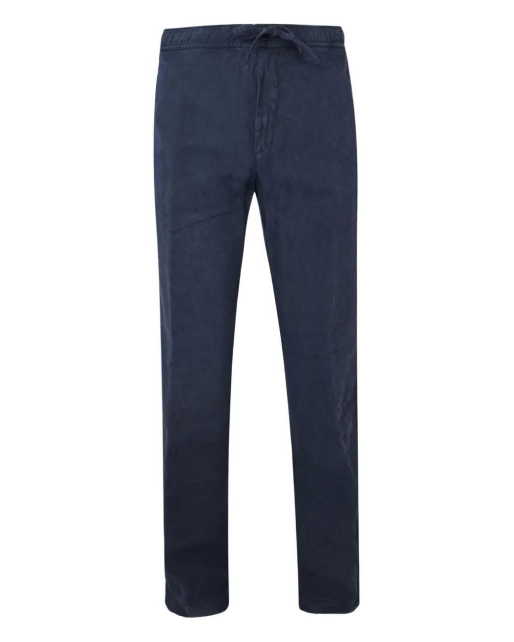 120% Lino Blue Drawstring Trousers for men