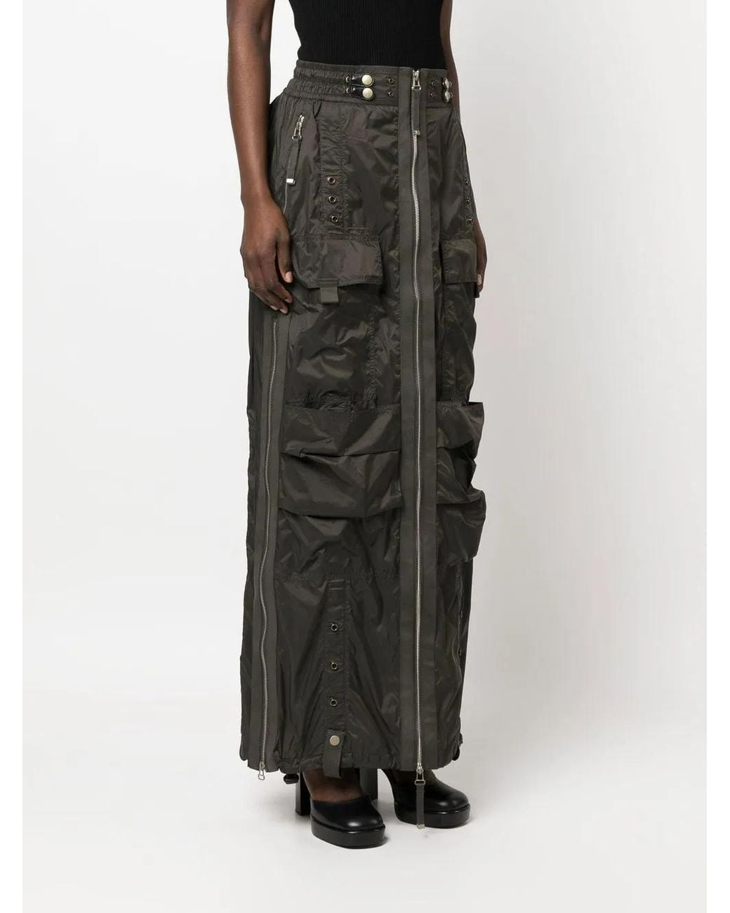 DIESEL Khaki O-Crep Maxi Skirt in Black | Lyst