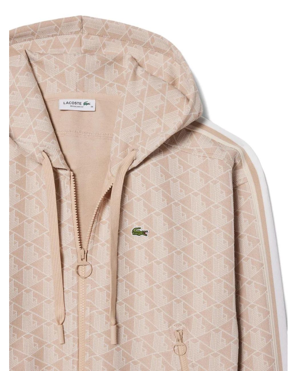 Lacoste Natural Hoodie À Motif Monogrammé