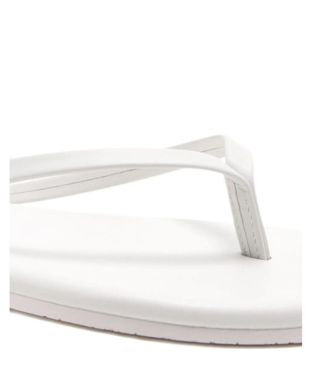 TKEES White Leather Flat Sandals
