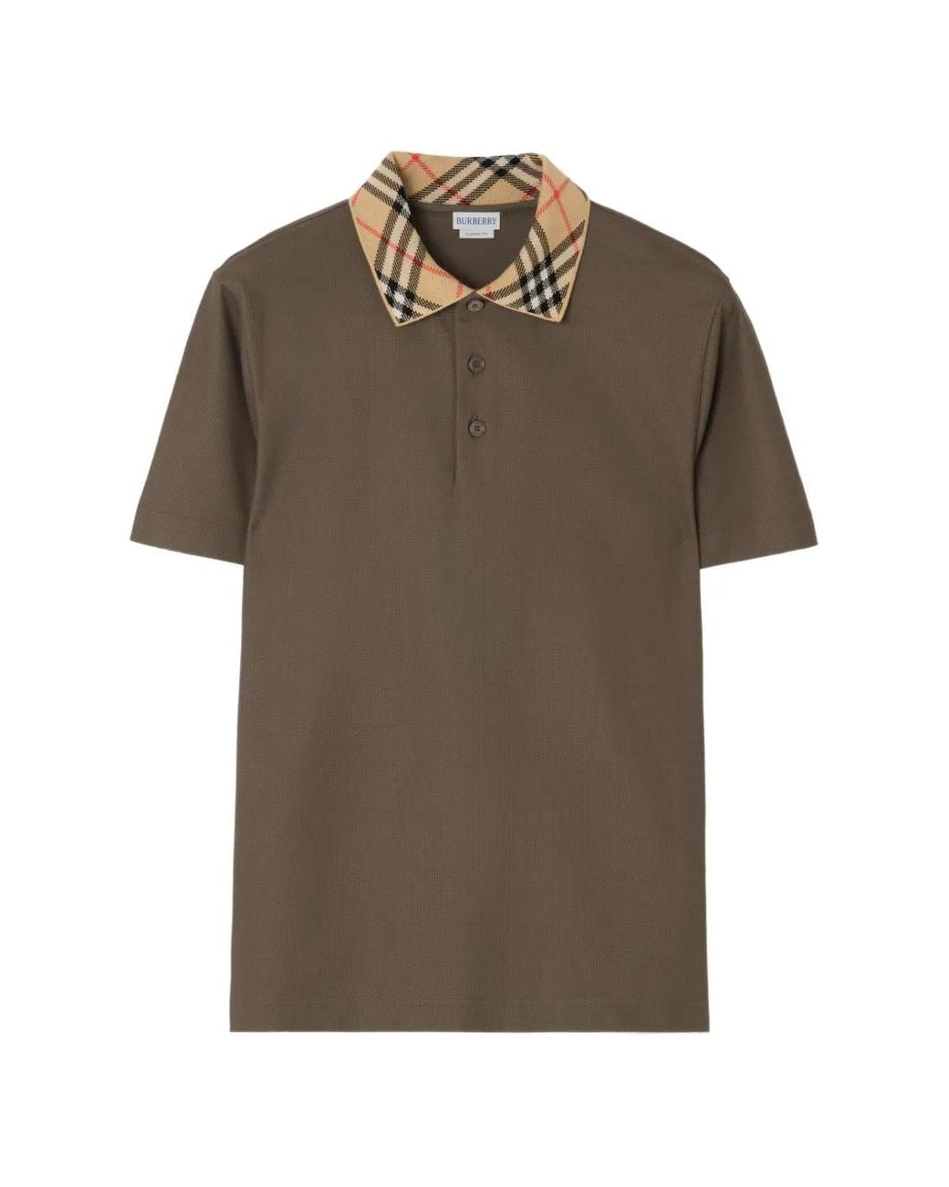 Burberry Brown Classic-Fit Check-Collar Cotton Polo Shirt for men