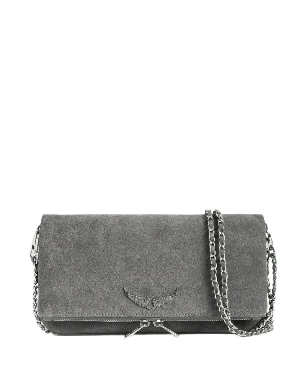 Zadig & Voltaire Gray Rock Suede Clutch Bag