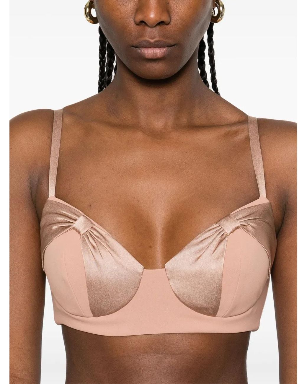 Elisabetta Franchi Pink Satin-Bow Crepe Top