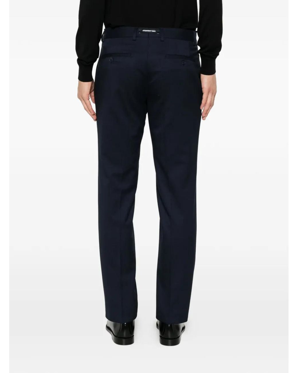 Karl Lagerfeld Blue Pressed-Crease Tailored Trousers for men