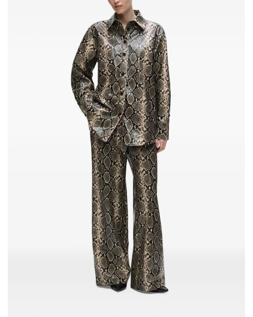 Karl Lagerfeld Gray Pantalon Évasé À Effet Python