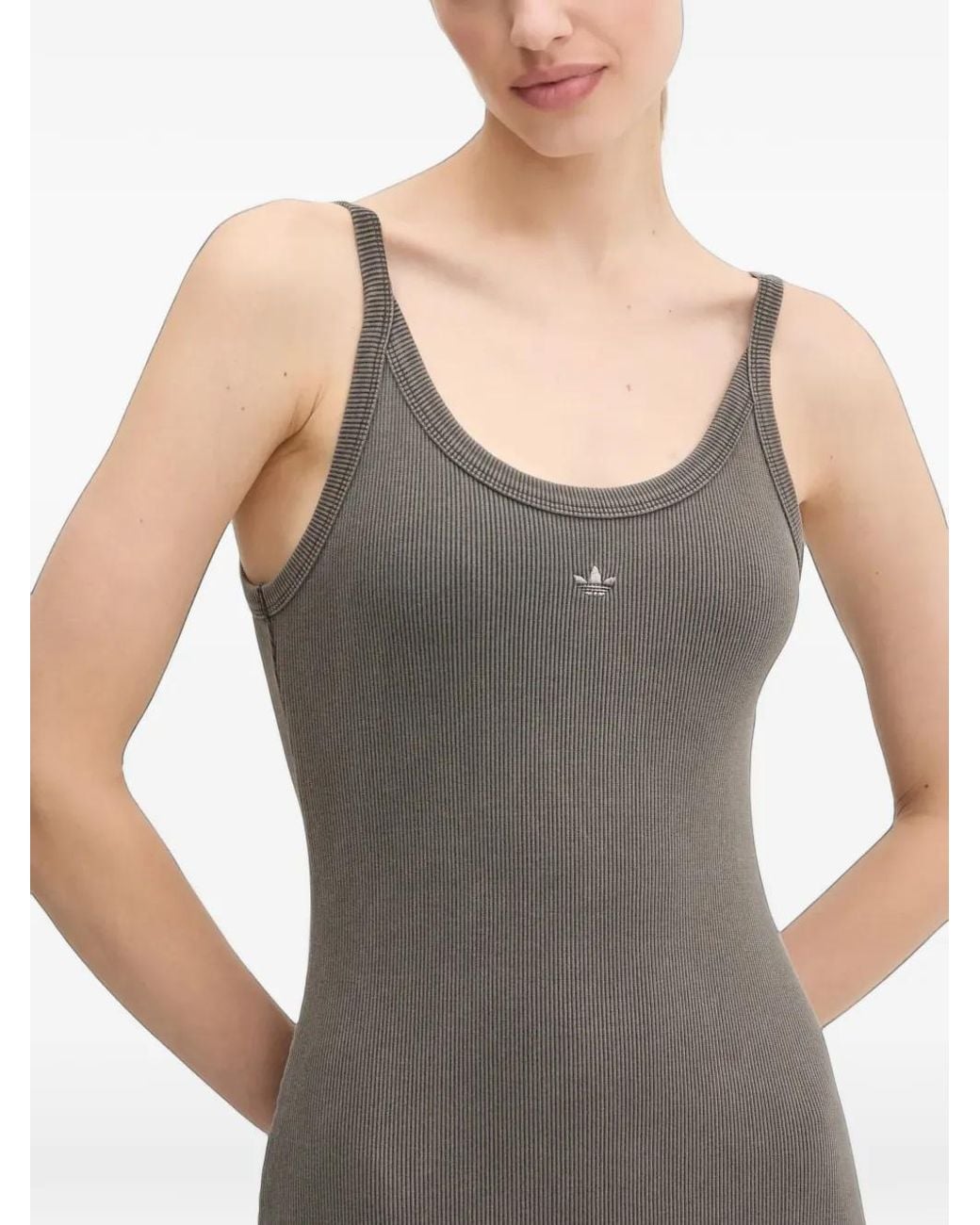 Adidas Gray Ribbed Mini Dress