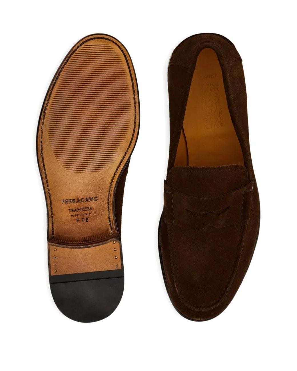 Ferragamo Brown Tramezza Penny Loafers for men