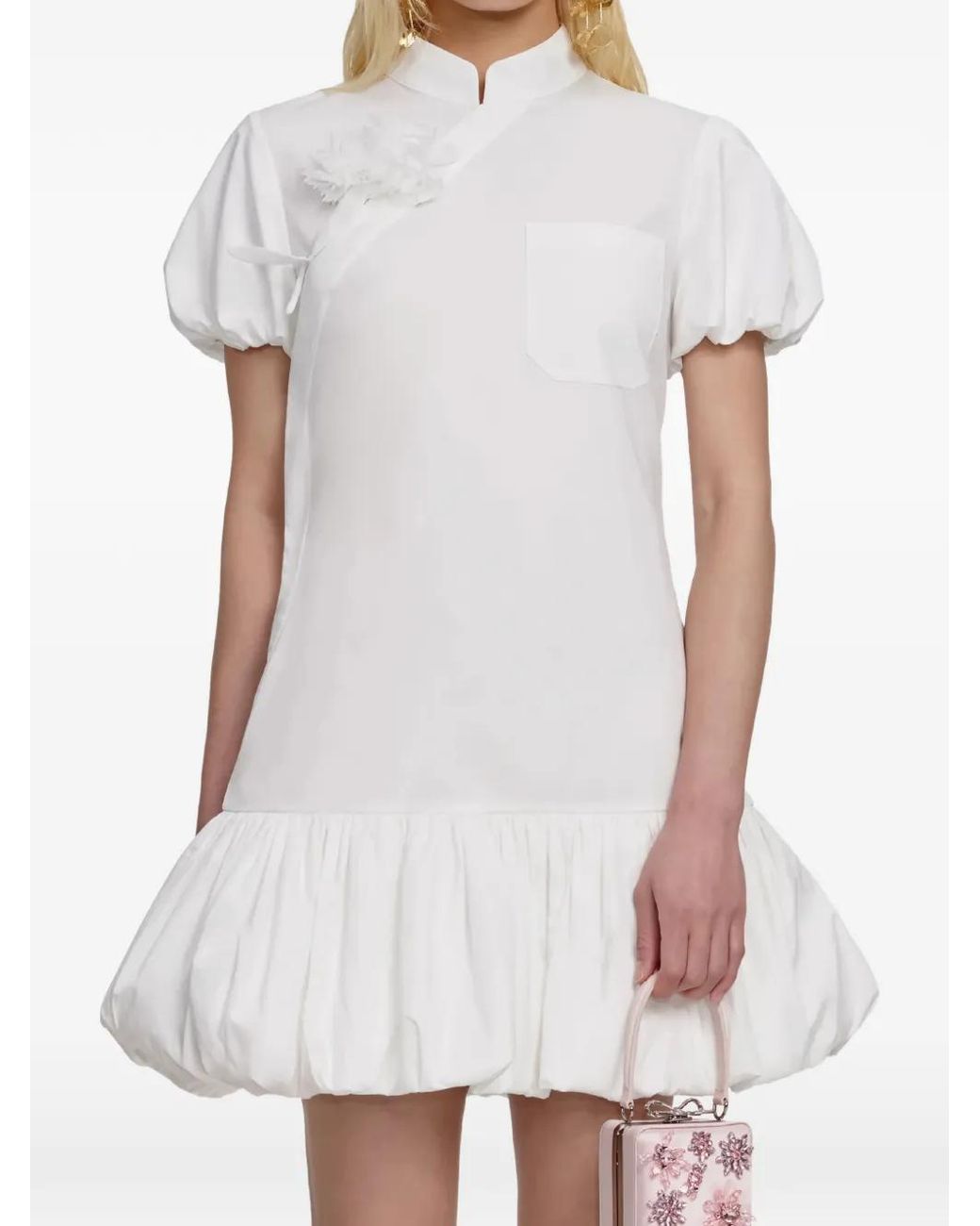 Self-Portrait White Pocket Mini Dress