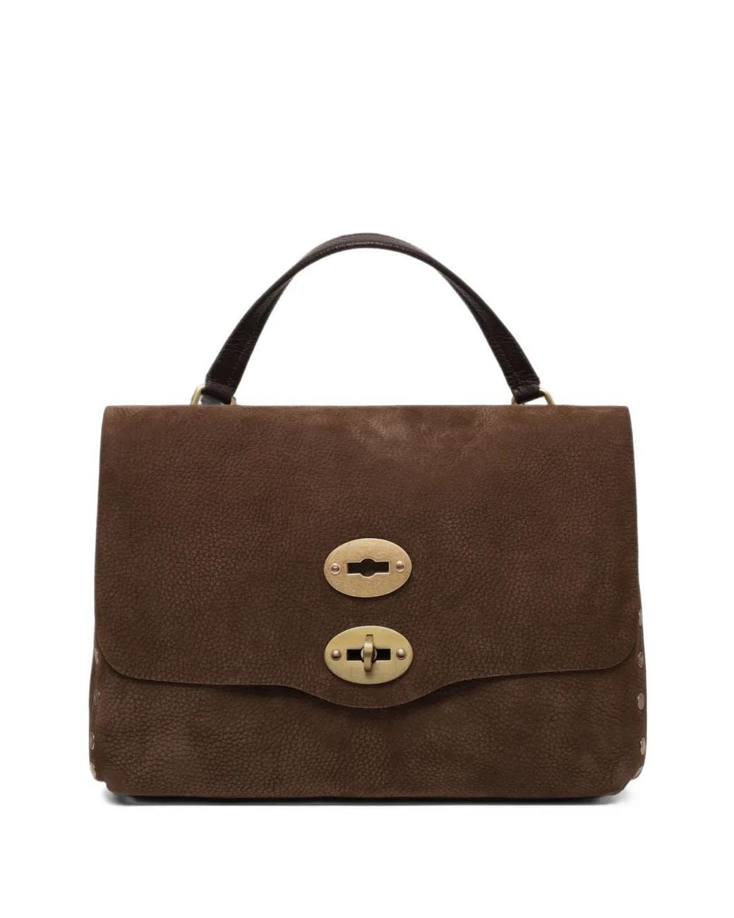 Zanellato Brown Postina Stud-Embellished Leather Tote Bag