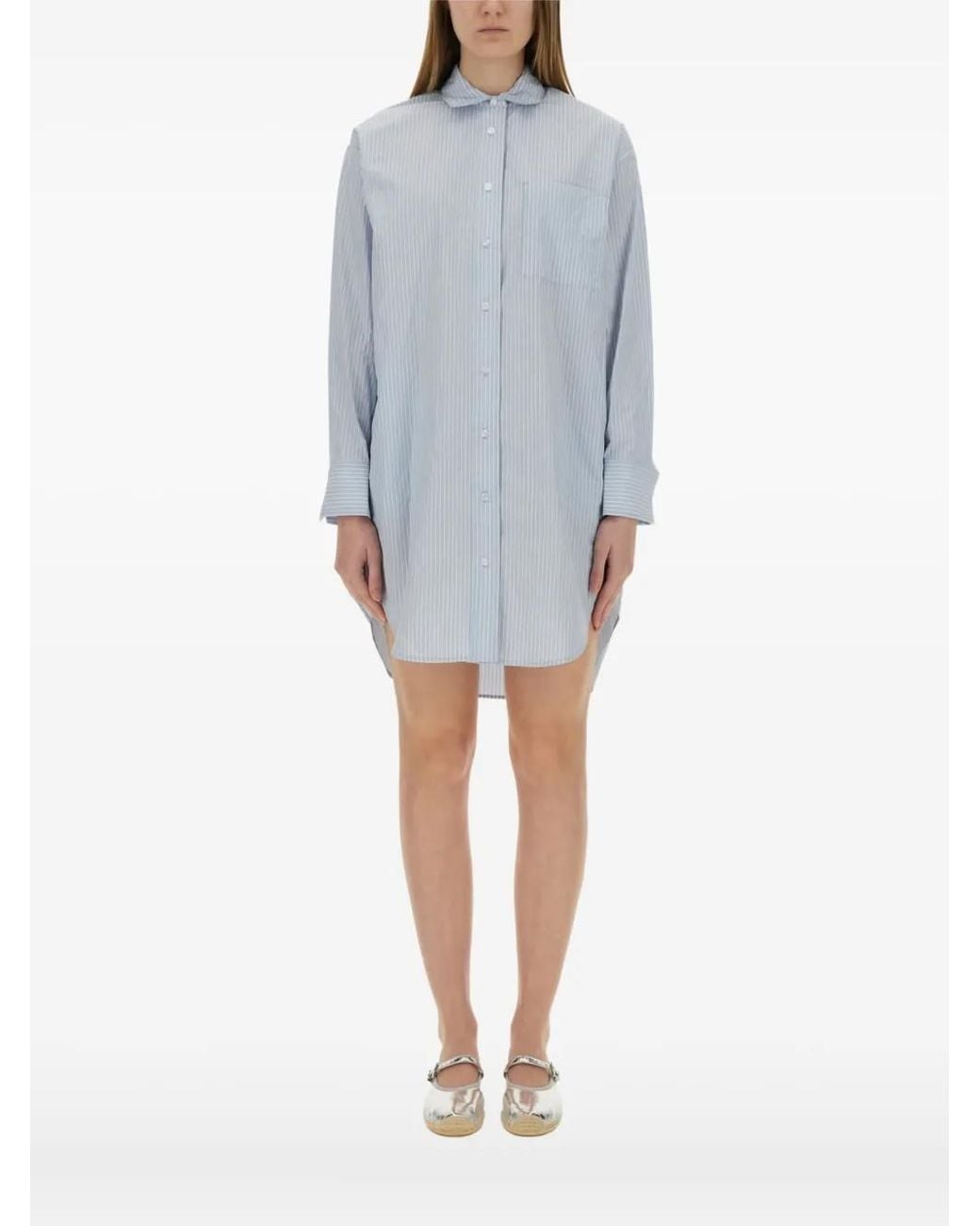 MICHAEL Michael Kors Blue Pinstripe Button-Up Shirt Dress