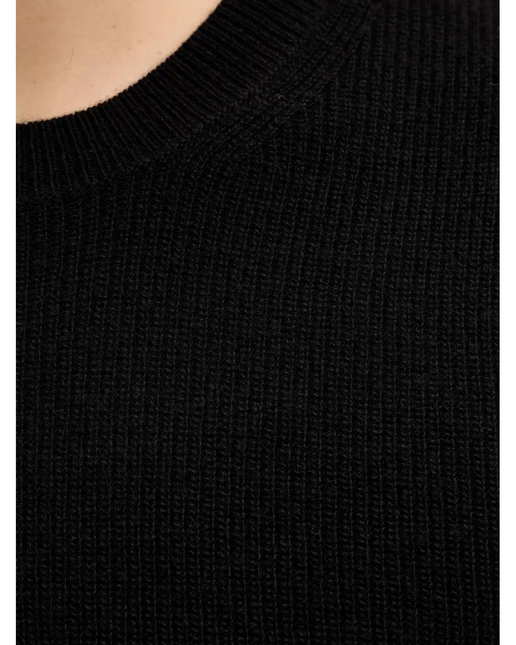 Sisley Black Ribbed Crew-Neck Sweater for men