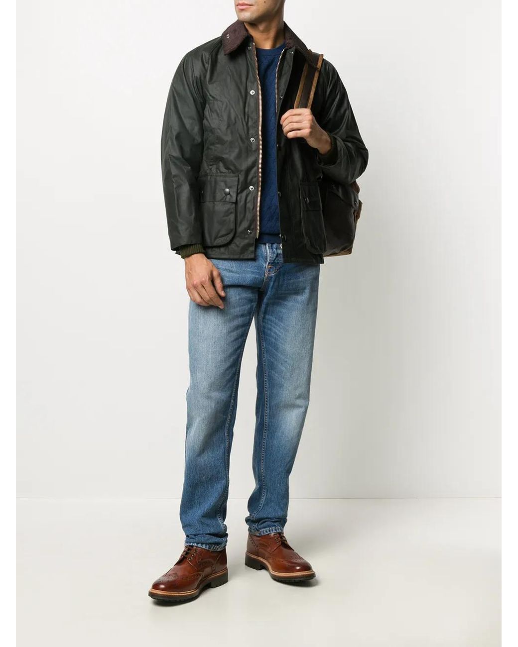 Barbour Black Cotton Bedale Jacket With Corduroy Collar for men