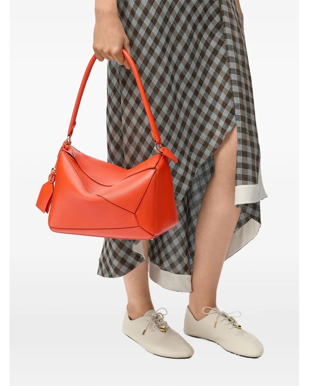 Loewe Red Puzzle Featherlight Medium Leather Handbag