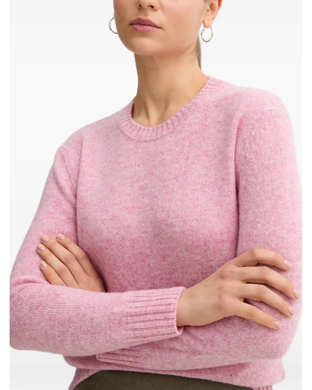 Benetton Pink Crew-Neck Wool Sweater
