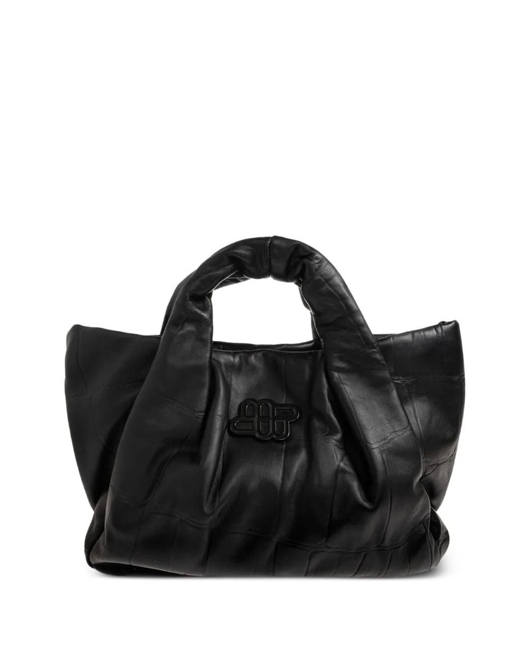 Munthe Black Lix Croco Croc-Effect Tote Bag
