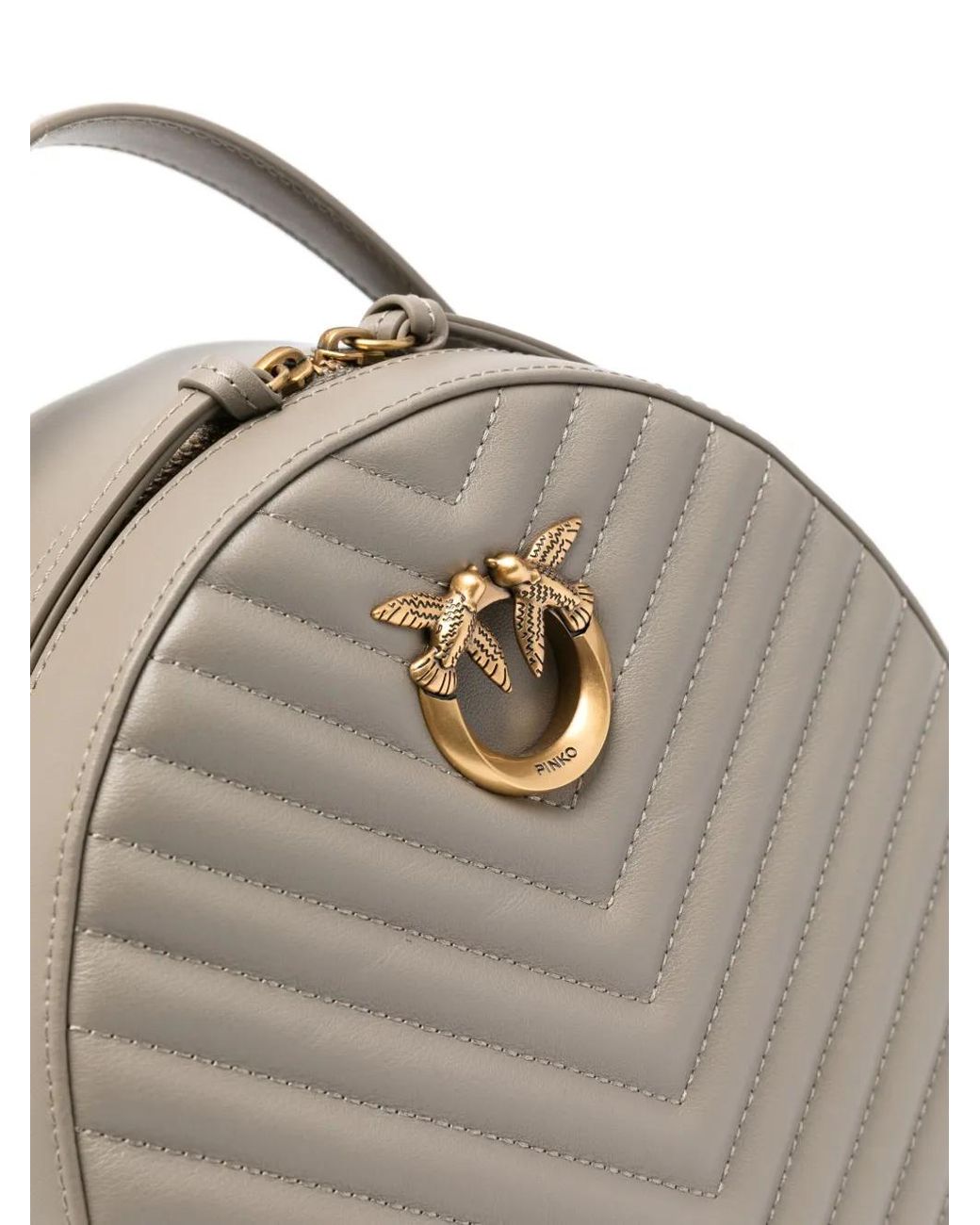 Pinko Gray Love Leather Backpack