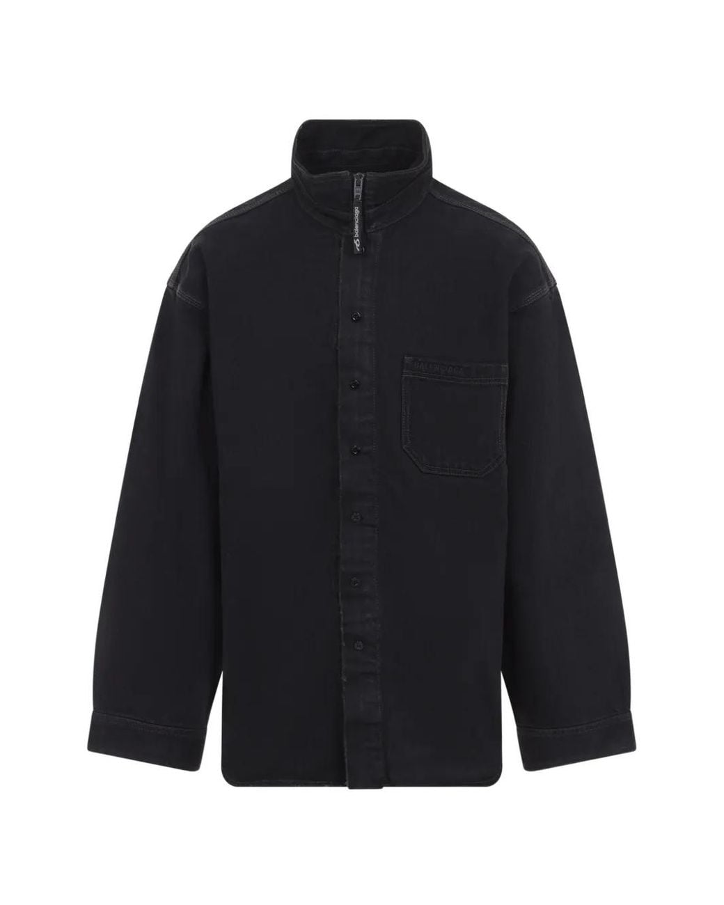 Balenciaga Blue Zip-Up Cotton Overshirt for men